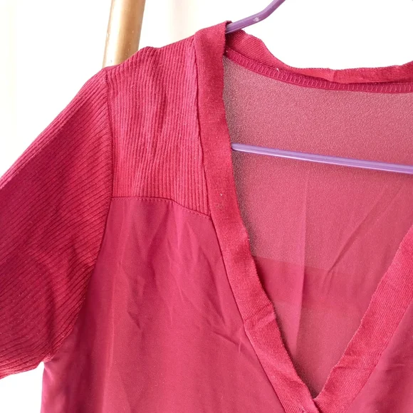 Maroon Sheer and Fineknit Top - Picture 7 of 11